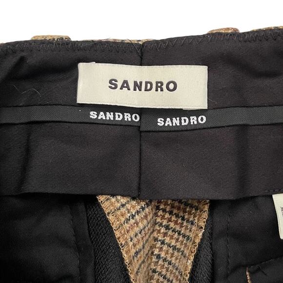 NWT Sandro Micro Houndstooth Trousers - Brown - Size 6 (38) - Picture 6 of 8